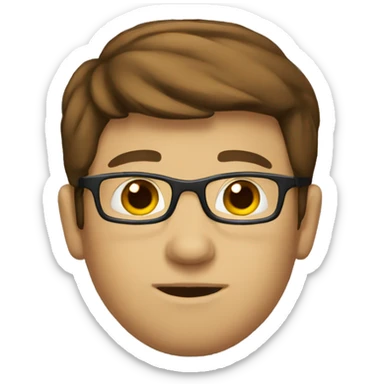 nerd with brown hair waiting sticker