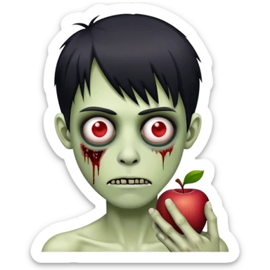 Thin man, emo hair, zombie, Apple emoji style sticker