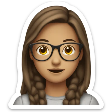 teenage girl with glasses and long brown hair sticker