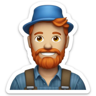 farmer with red beard and blue skin sticker