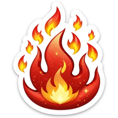 red glitter fire sticker