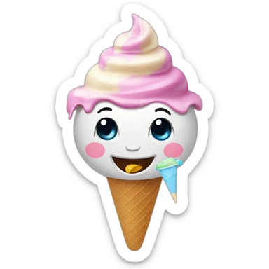 A happy ice cream eating ice cream sticker