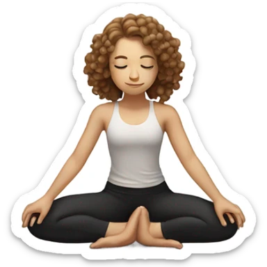 White girl curly light brown hair doing crow pose yoga  sticker