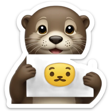 otter holding a sign that says good bye sticker