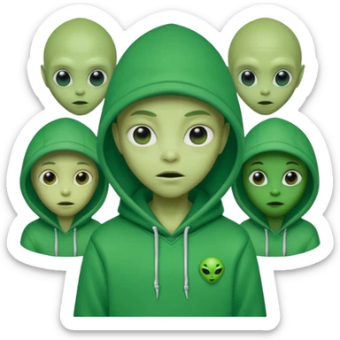 a portrait of aliens wear hoodies sticker