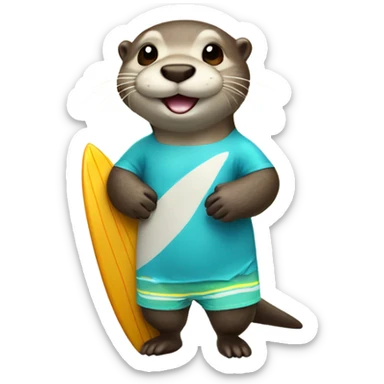 cute otter deguised as a surfer sticker