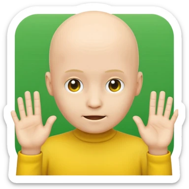 no hair round yellow emoji no finger upp with greenscreen sticker