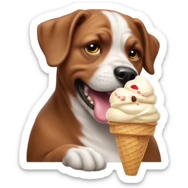 A dog eating ice cream  sticker