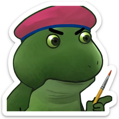 spam artist with a pink beret painting sticker