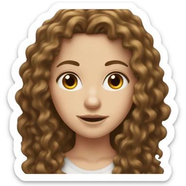 white girl with long brown dark curly hair sticker