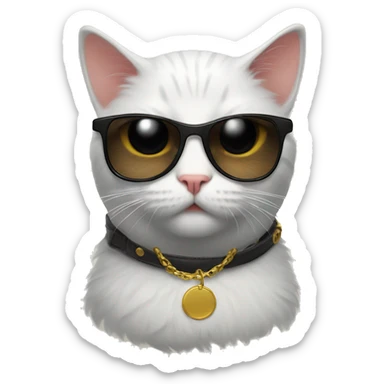 Cat with sunglasses nd wering a huddie  sticker