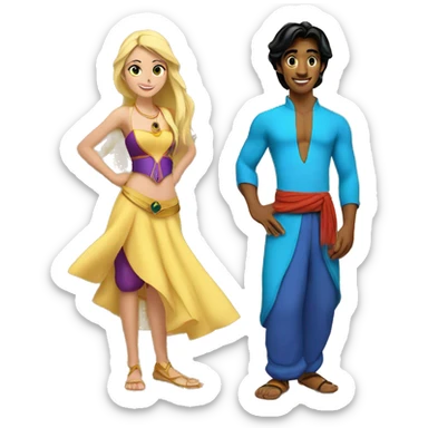 Aladdin with beautiful blonde girl sticker