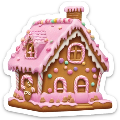 Gingerbread house pink sticker