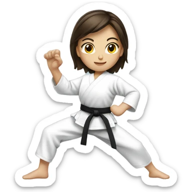 a brunette girl doing karate sticker