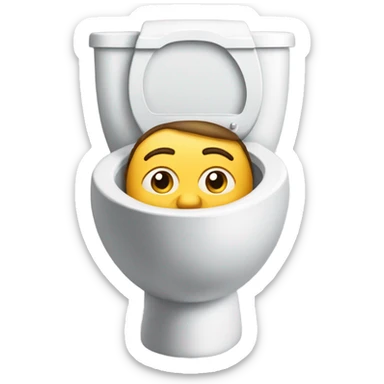 Man with his head sticking out of a toilet sticker