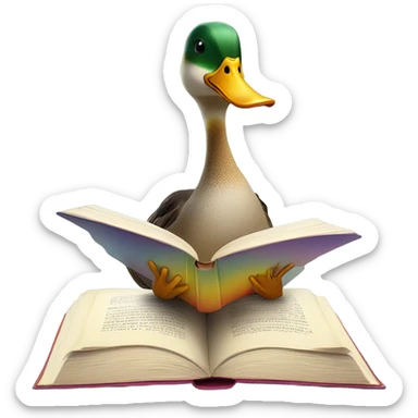 Duck reading a book sticker