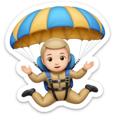 Skydiving baby with parachute and UFO sticker
