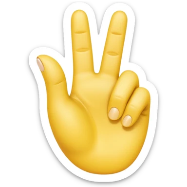 A bright yellow cartoon hand making an ‘L’ shape with the thumb and index finger. The other fingers are curled down. The hand is shown facing forward with a soft, rounded 3D style, similar to Apple emoji design. sticker
