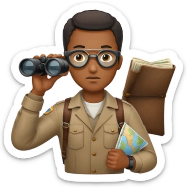 Black man binoculars with leather strap on map sticker