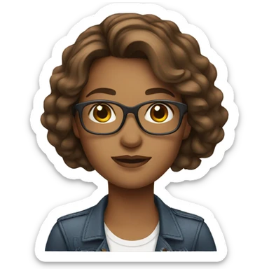 brown hair female product designer sticker