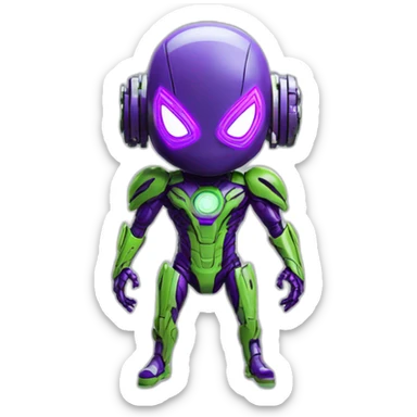 lemon-green-and-purple-neon-Robotic cyborg spiderman sticker