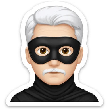 Мужчина с белыми волосами в черный маске на нижнюю часть лица sticker