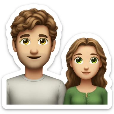 Man called Hadrien with brown hair and green eyes and woman names Léa with brown hair and brown eyes couple love  sticker