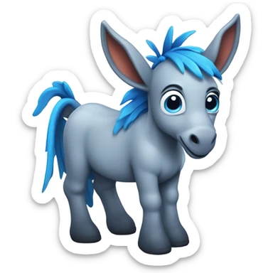 cute Donkey with blue dragon wings sticker