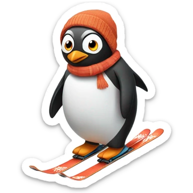 Skiing penguin sticker