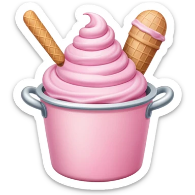 Pink ice cream in pot sticker