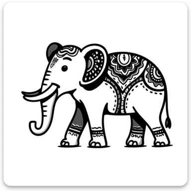Colorful Indian elephant with decorative patterns sticker