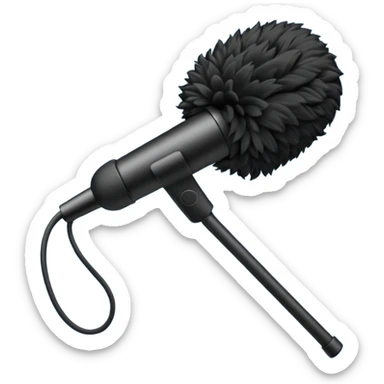 boom fluffy microphone with stick sticker