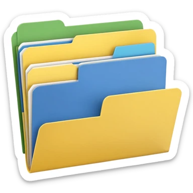 three file folders, fanned out, emoji style sticker