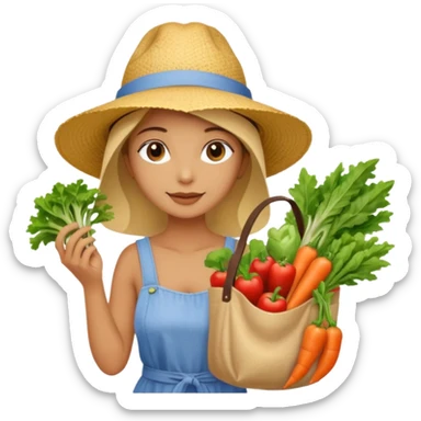 Shopper with veggie tote,Farmers’ Market sticker