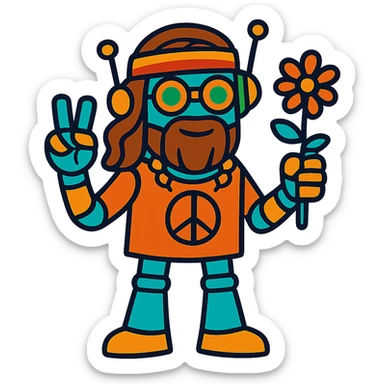 hippie robot sticker