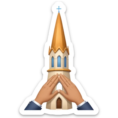 two hands forming a steeple, thoughtful gesture sticker