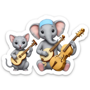 Horton Elephant and 2 Hairless cats trio music band sticker