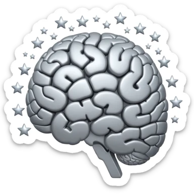 overlapping circles forming a brain with small stars sticker