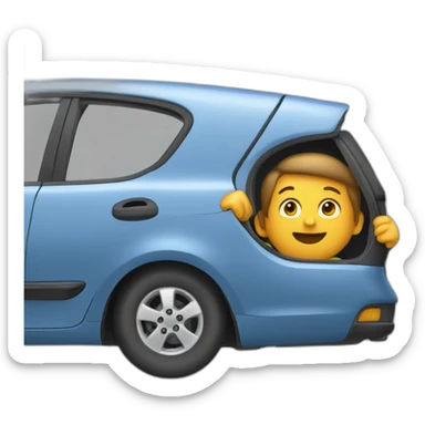 a person pushing a car  from behind sticker