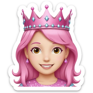 pink girl glitter crown sticker