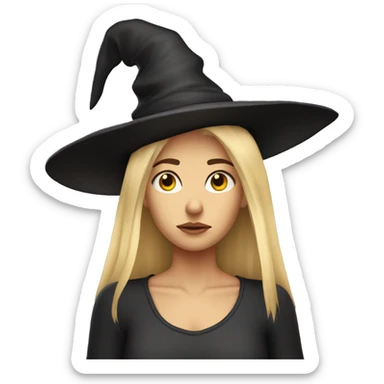 witch hat blonde longo hair sad expression sticker