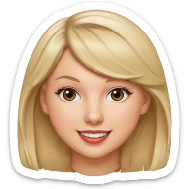 taylor swift face emoji like, smiling, just the head, round sticker