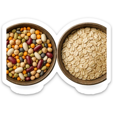 BOWL DI LEGUMI INSIEME A BOWL DI FIOCCHI DI AVENA,  iperrealistico 4k sticker