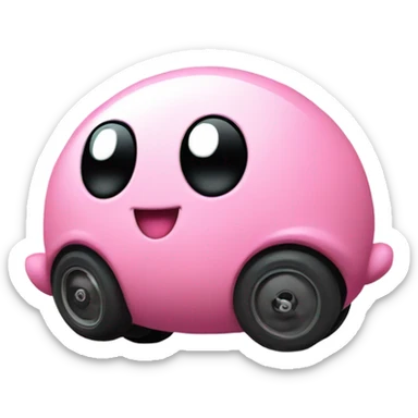 Metal cute black eyes Kirby ball driving on 4 car wheels sticker