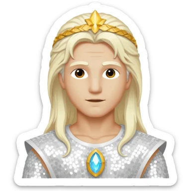 Apollo, God of Light from Gods and Goddesses with long white blonde hair, white sequin outfit sticker