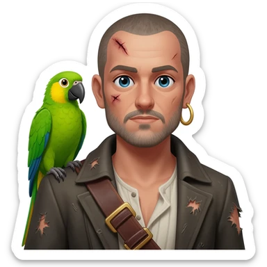 pirate and parrot sticker