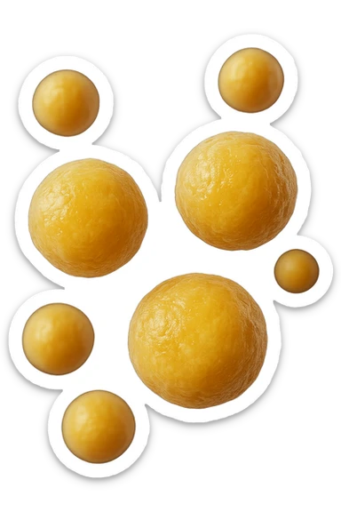 adipociti (cellule gialle) anatomiche realistiche fluttuano in aria sticker