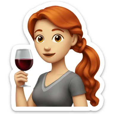 Redhead girl drinking wine sticker