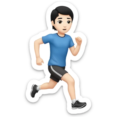 person-running-white-not black-black hair-outline sticker