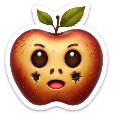 a disgusting, rotten apple sticker